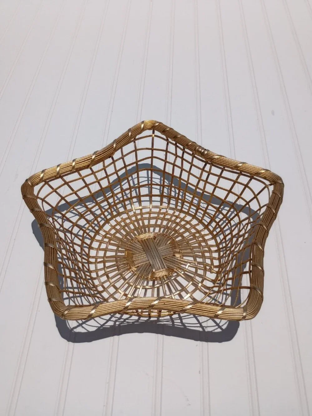 Vintage Brass Star Shaped Bread Basket Made in India Holiday Christmas Gold 12